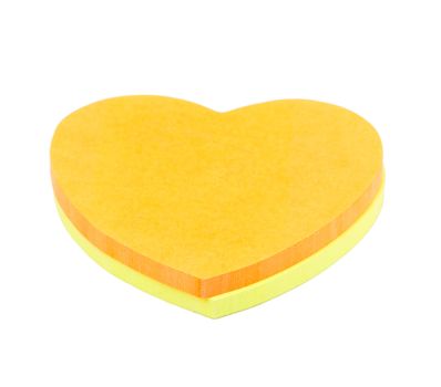 orange sticker in the shape of a heart isolated on white background