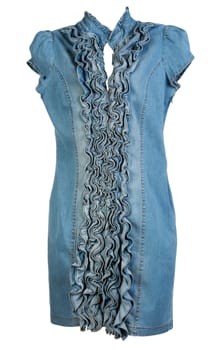 blue denim dress isolated on white background