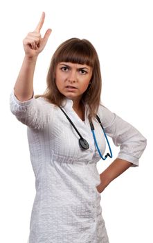 crazy girl doctor isolated on white background