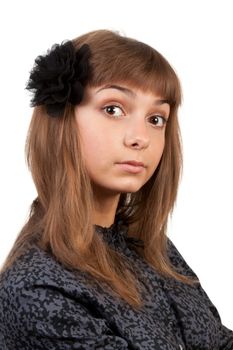 portrait of a young beautiful girl isolated on white background