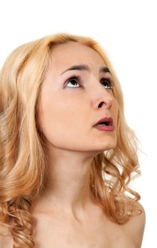 portrait of a beautiful blonde isolated on white background