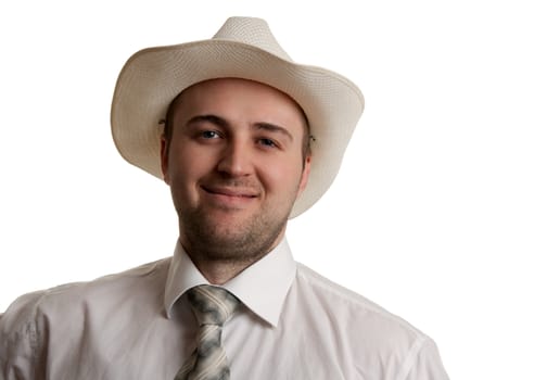 man in a hat isolated on a white background