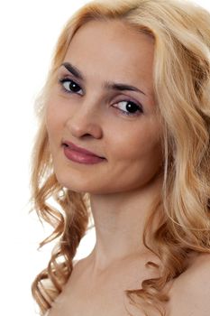 portrait of a beautiful blonde isolated on white background