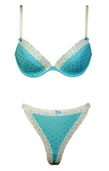 set blue lingerie isolated on white background