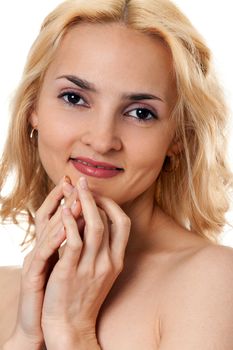 portrait of a beautiful blonde isolated on white background