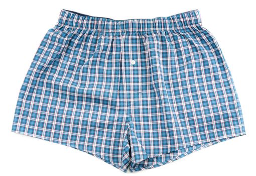 Men's plaid shorts isolated on white background