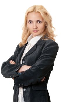 Business blonde woman isolated on white background