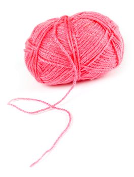 pink ball of string isolated on white background