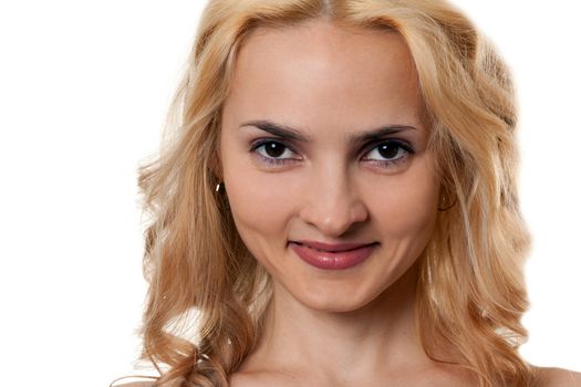 portrait of a beautiful blonde isolated on white background