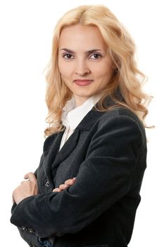 Business blonde woman isolated on white background