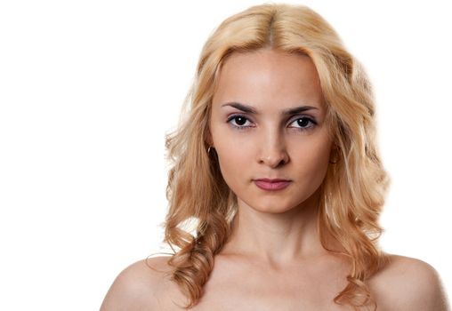 portrait of a beautiful blonde isolated on white background