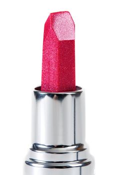 Female red lipstick on a white background