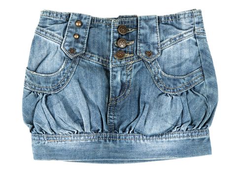 denim mini skirt isolated on white background