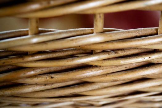 Vintage braided wooden basket