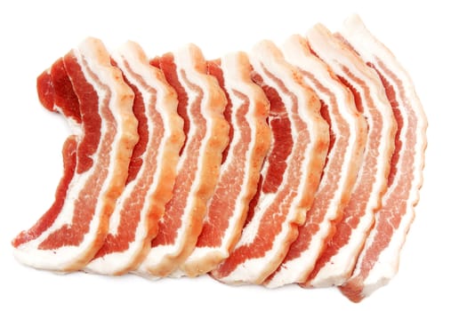 Chunks of raw meat on a white background