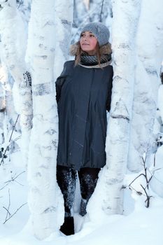 portrait of a young beautiful girl in the cold
