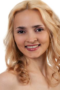 portrait of a beautiful blonde isolated on white background