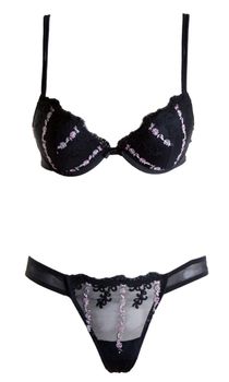 set of black lingerie with a pattern in the form of flowers