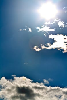 sun and the beautiful clouds in the blue sky