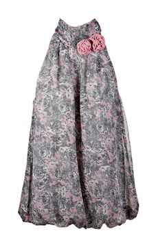 Women's blouse with fabric rose isolated on white background