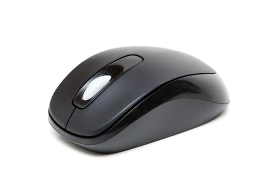 Black wireless mouse for your computer isolated on a white background