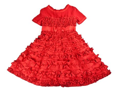 elegant baby red dress on white background