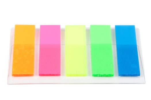 five colorful bookmarks isolated on white background