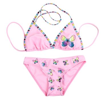 pink leotard with patterned butterflies isolated on a white background