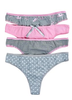 four striped pants with a pattern on a white background