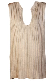 Beige knitted vest women isolated on white background