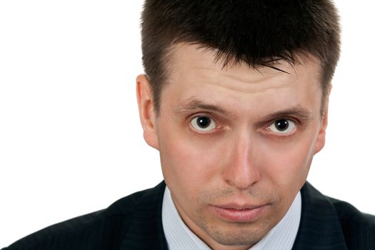 Portrait of a young handsome businessman on white background