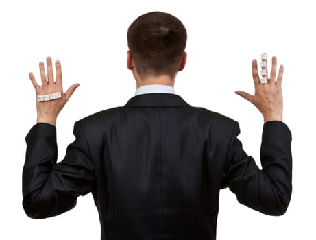 businessman back in their hands and words and FUCK WORK