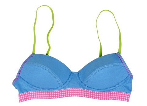 blue teen cotton bra isolated on a white background