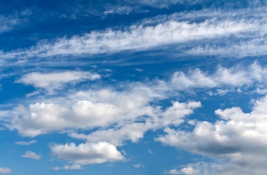 Beautiful cumulus clouds against a blue sky