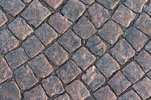cobbled pavement in the center of Helsinki in Finland