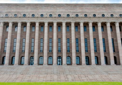 The building of the Finnish parliament in Helsinki, Finland