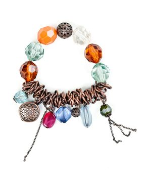 bracelet with stones and chain isolated on a white background