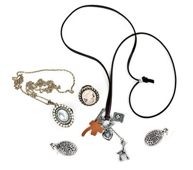 necklace with leather strap on a white background