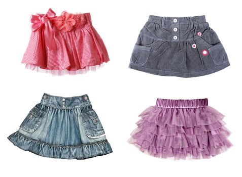collage of four skirts. The image was compiled from photos