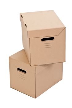 two cardboard box isolated on white background