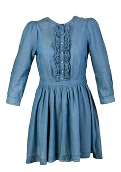 blue denim dress isolated on a white background