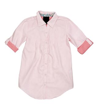Pink summer shirt with short sleeves on a white background