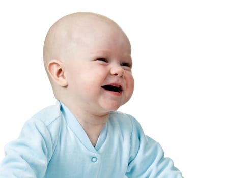 portrait of happy and smiling baby isolated on white background