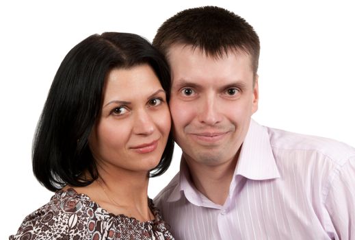 portrait of a pair of male and female isolated on a white background