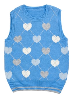 baby blue knitted vest with a white background