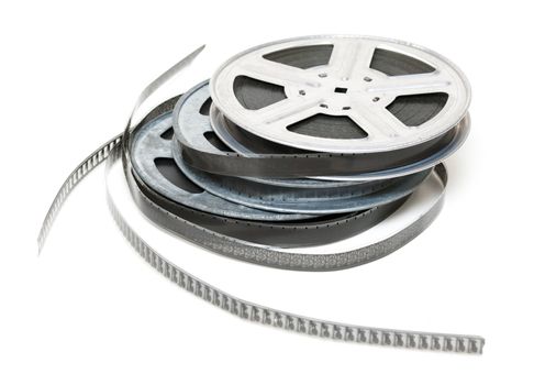 Aluminium reel of film isolated on white background