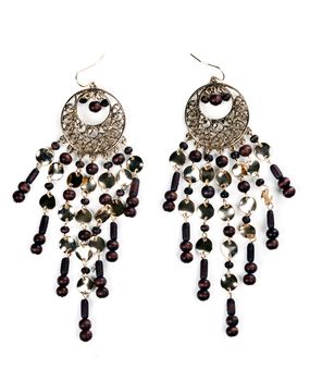 pair of beautiful earrings female isolated on a white background