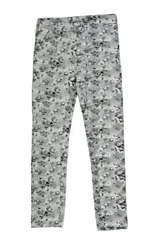 Gray legensy with a floral pattern on a white background