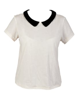 Women's shirt with black collar isolated on a white background