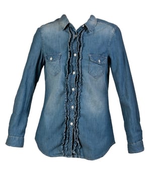 blue jean shirt isolated on white background